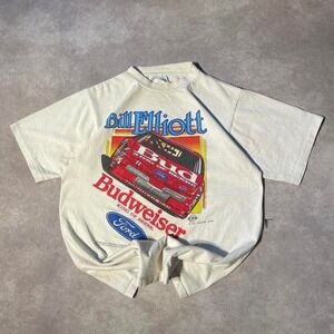 Vintage 90s Budweiser NASCAR Racing Tee Shirt Bill Elliott